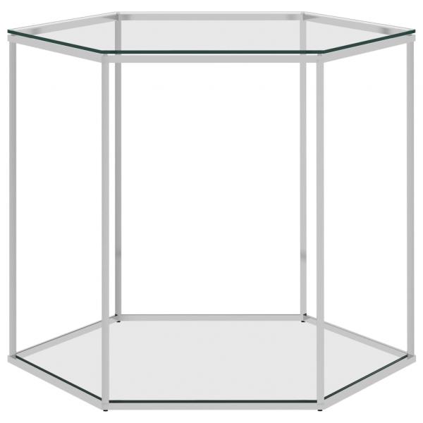 Couchtisch Silbern 60x53x50 cm Edelstahl und Glas