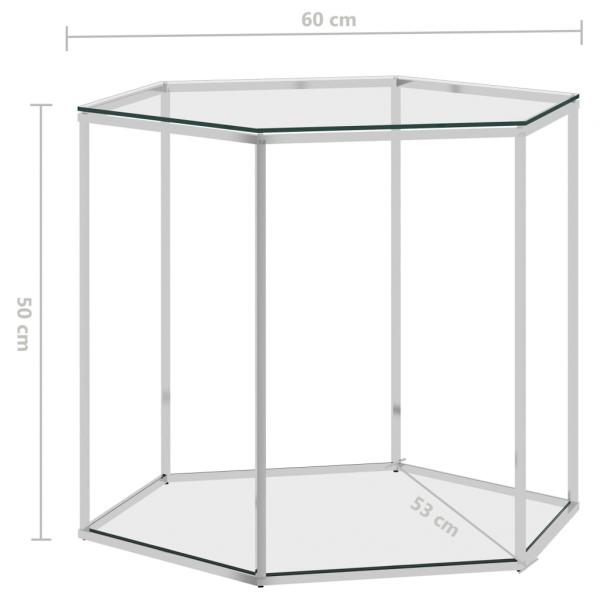 Couchtisch Silbern 60x53x50 cm Edelstahl und Glas