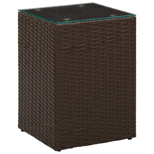 Beistelltische 3 Stk. mit Glasplatten Braun Poly Rattan