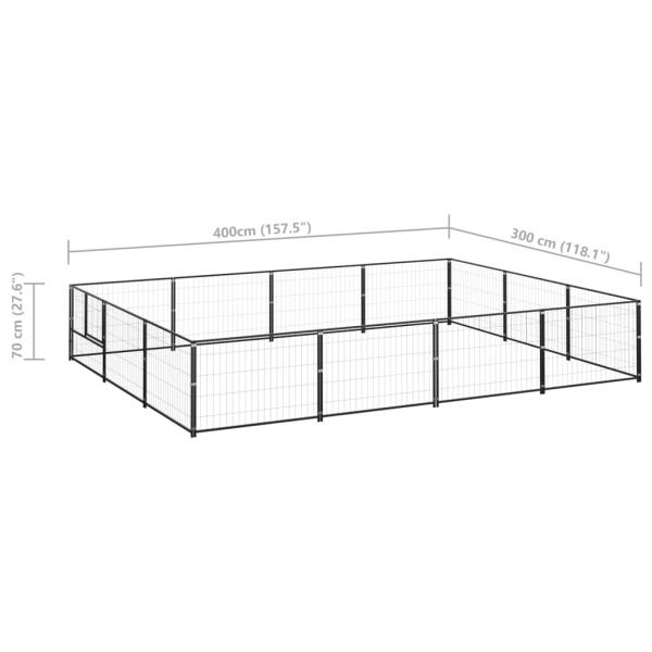 Hundezwinger Schwarz 12 m² Stahl