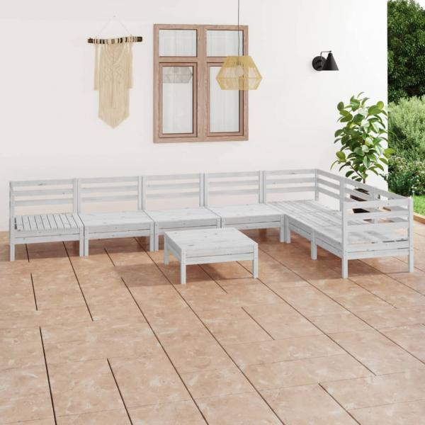 ARDEBO.de - 8-tlg. Garten-Lounge-Set Massivholz Kiefer Weiß