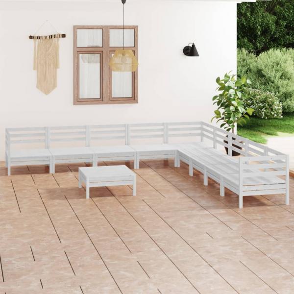 ARDEBO.de - 10-tlg. Garten-Lounge-Set Massivholz Kiefer Weiß