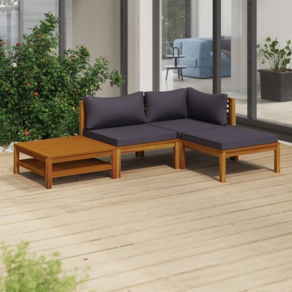 ARDEBO.de - 4-tlg. Garten-Lounge-Set mit Auflage Massivholz Akazie