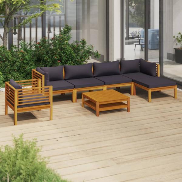 ARDEBO.de - 7-tlg. Garten-Lounge-Set mit Auflage Massivholz Akazie