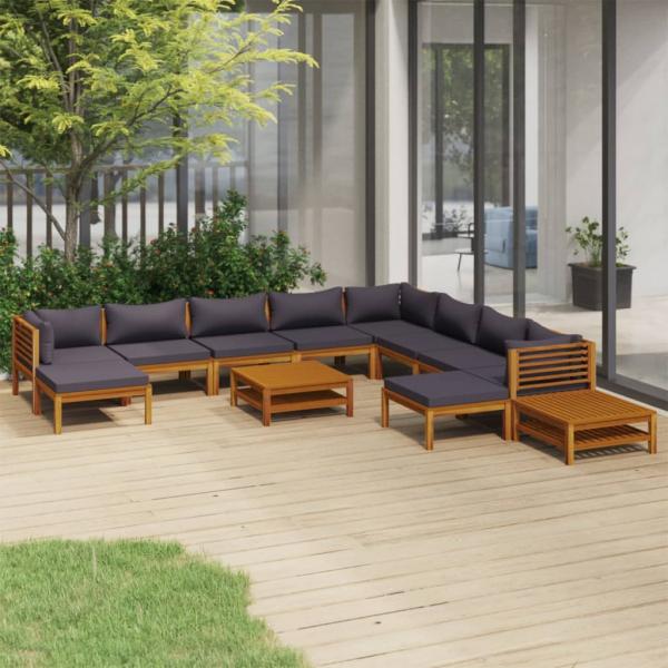 ARDEBO.de - 12-tlg. Garten-Lounge-Set mit Auflage Massivholz Akazie