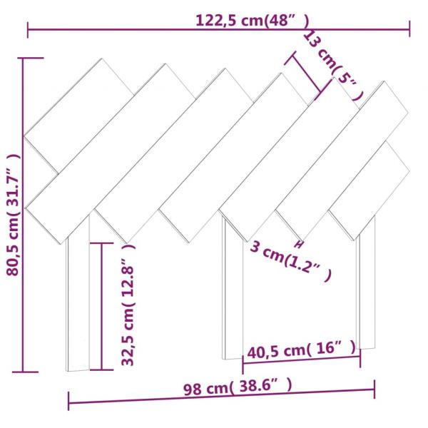 Bett-Kopfteil Weiß 122,5x3x80,5 cm Massivholz Kiefer