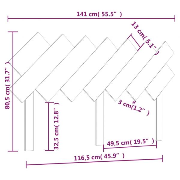 Bett-Kopfteil Weiß 141x3x80,5 cm Massivholz Kiefer