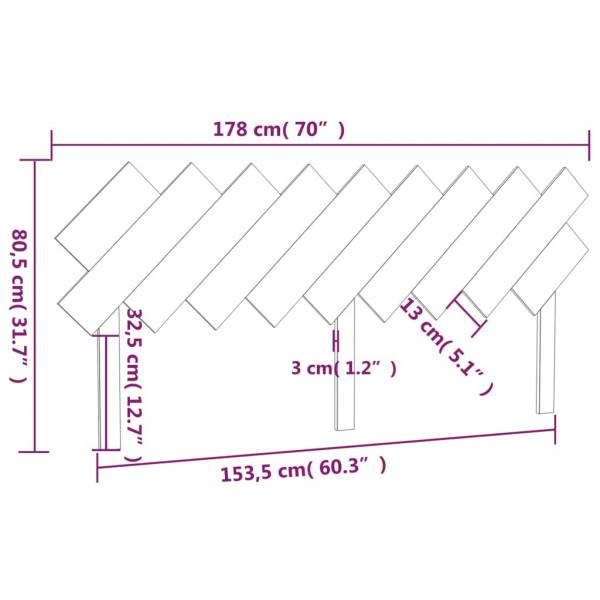 Bett-Kopfteil Weiß 178x3x80,5 cm Massivholz Kiefer