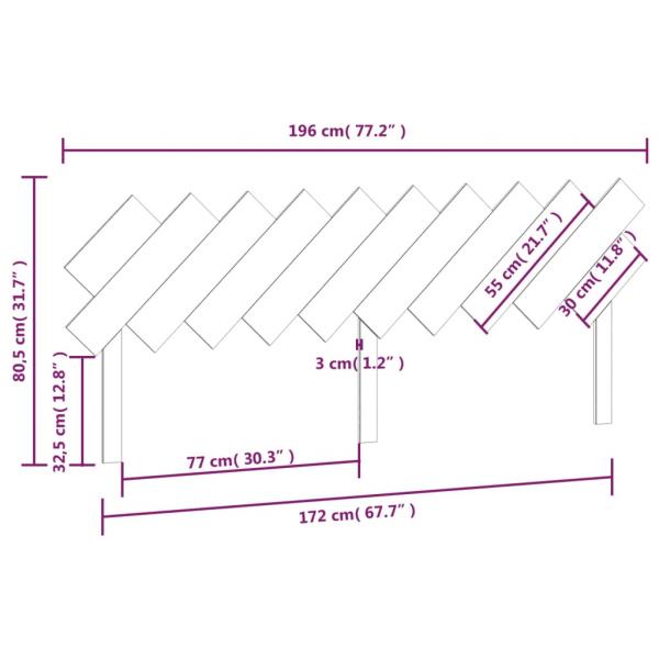 Bett-Kopfteil Grau 196x3x80,5 cm Massivholz Kiefer