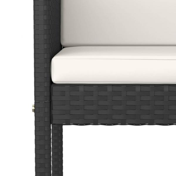 Barhocker 2 Stk. mit Kissen Schwarz Poly Rattan