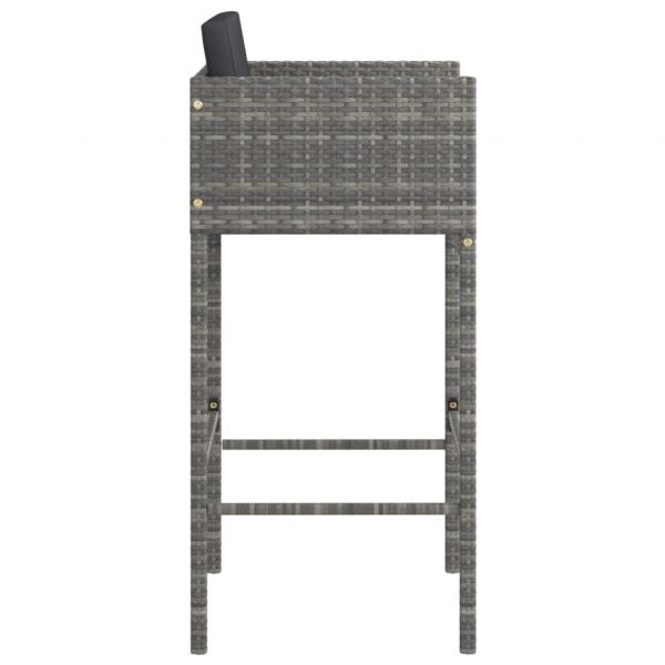 Barhocker 2 Stk. mit Kissen Grau Poly Rattan 