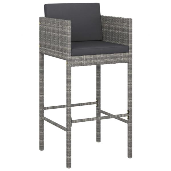 Barhocker 4 Stk. mit Kissen Grau Poly Rattan 