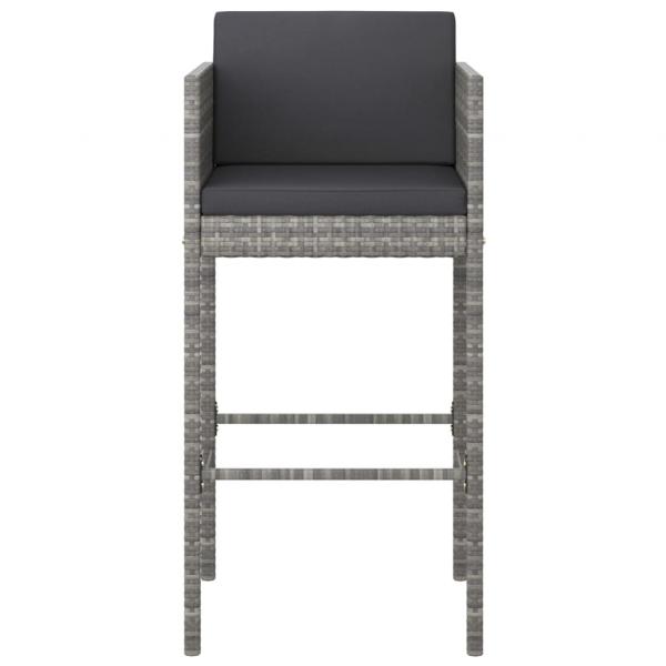 Barhocker 4 Stk. mit Kissen Grau Poly Rattan 