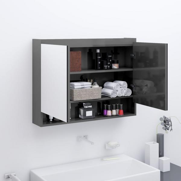 ARDEBO.de - Spiegelschrank fürs Bad 80x15x60 cm MDF Glänzend Grau