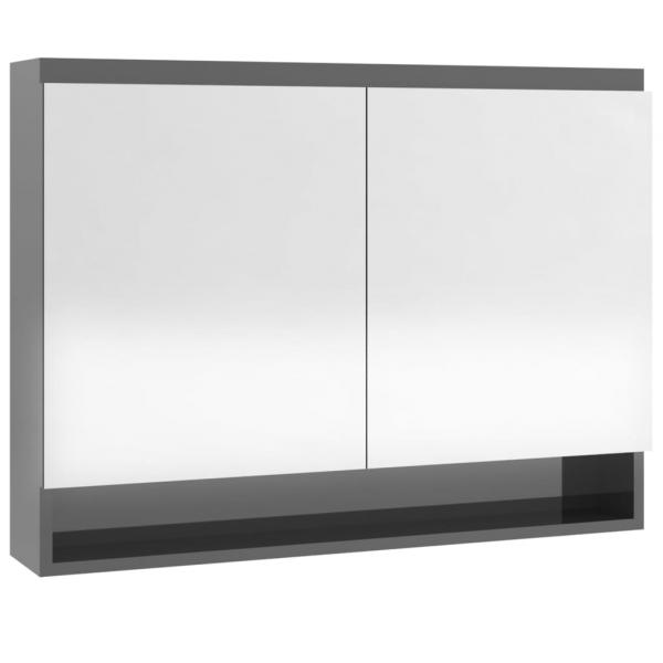 Spiegelschrank fürs Bad 80x15x60 cm MDF Glänzend Grau