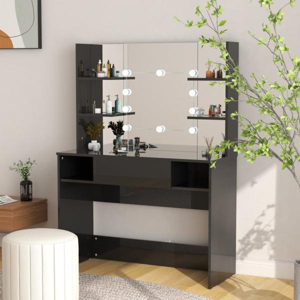 ARDEBO.de - Schminktisch mit LED-Beleuchtung 100x40x135 cm MDF