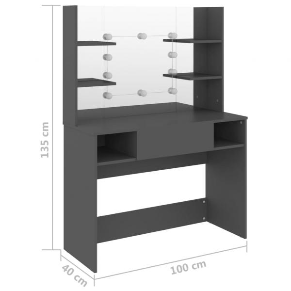 Schminktisch mit LED-Beleuchtung 100x40x135 cm MDF Grau