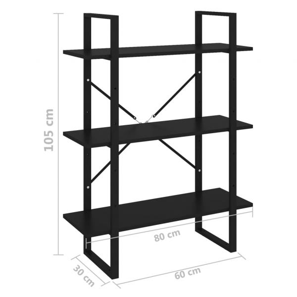 Bücherregal Schwarz 80x30x105 cm Holzwerkstoff