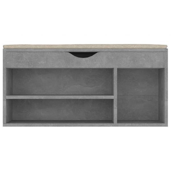 Schuhbank mit Kissen Betongrau 104x30x49 cm Holzwerkstoff