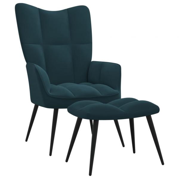 ARDEBO.de - Relaxsessel mit Hocker Blau Samt