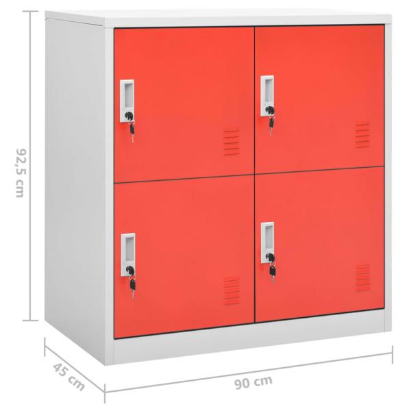 Schließfachschrank Hellgrau und Rot 90x45x92,5 cm Stahl