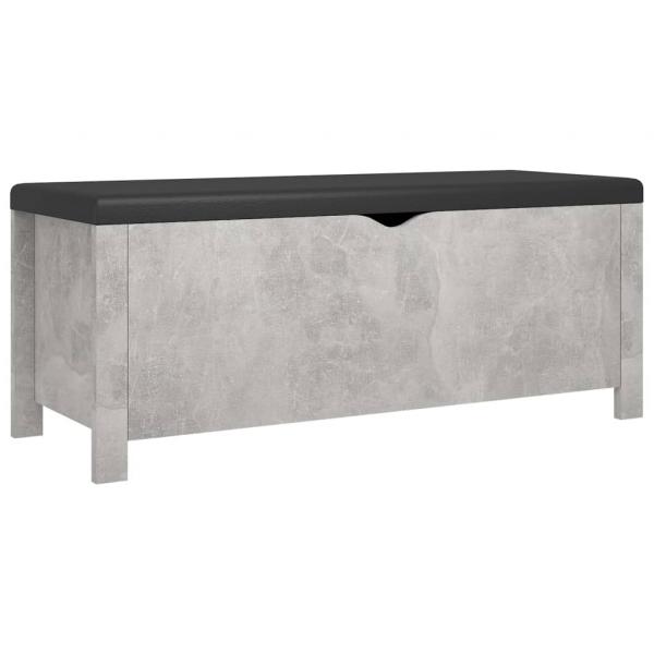 Sitzbank mit Stauraum und Kissen Betongrau 105x40x45cm