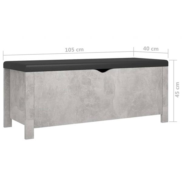 Sitzbank mit Stauraum und Kissen Betongrau 105x40x45cm