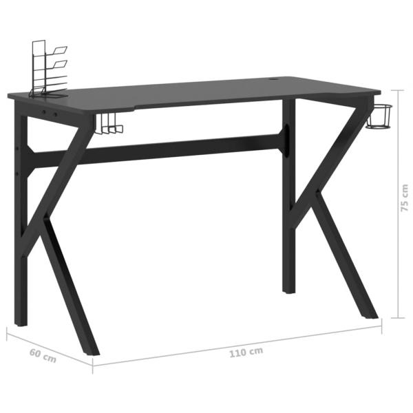 Gaming-Schreibtisch mit K-Gestell Schwarz und Rot 110x60x75 cm