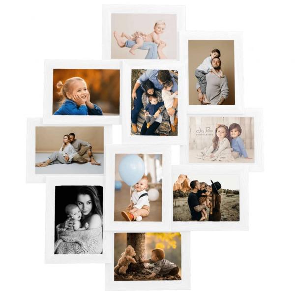 Collage Bilderrahmen für 10x(13x18 cm) Fotos Weiß MDF