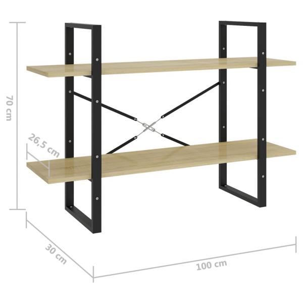 Bücherregal 2 Fächer Sonoma-Eiche 100x30x70 cm Holzwerkstoff