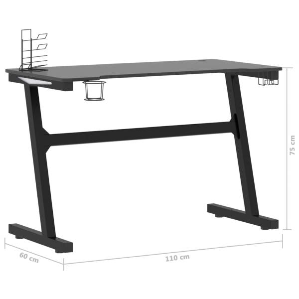 Gaming-Schreibtisch mit LED und Z-Gestell Schwarz 110x60x75 cm