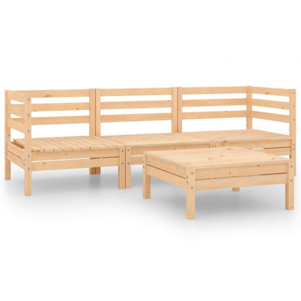 4-tlg. Garten-Lounge-Set Massivholz Kiefer 