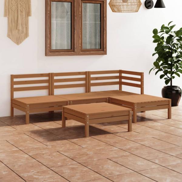 ARDEBO.de - 5-tlg. Garten-Lounge-Set Massivholz Kiefer Honigbraun