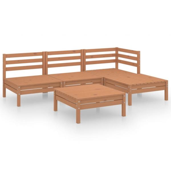 5-tlg. Garten-Lounge-Set Massivholz Kiefer Honigbraun