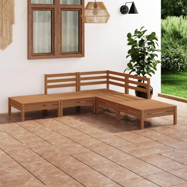 ARDEBO.de - 5-tlg. Garten-Lounge-Set Massivholz Kiefer Honigbraun