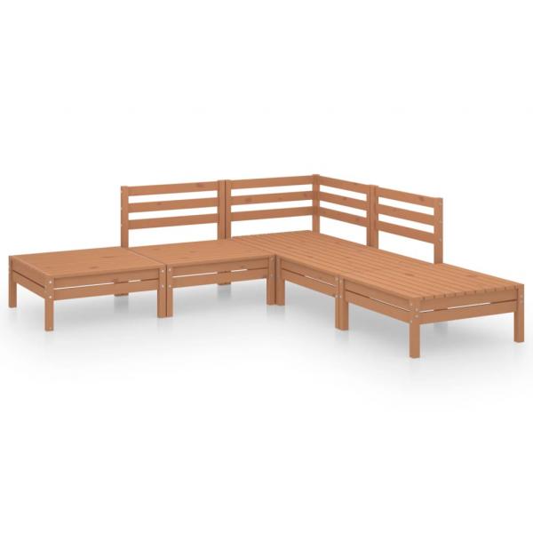 5-tlg. Garten-Lounge-Set Massivholz Kiefer Honigbraun