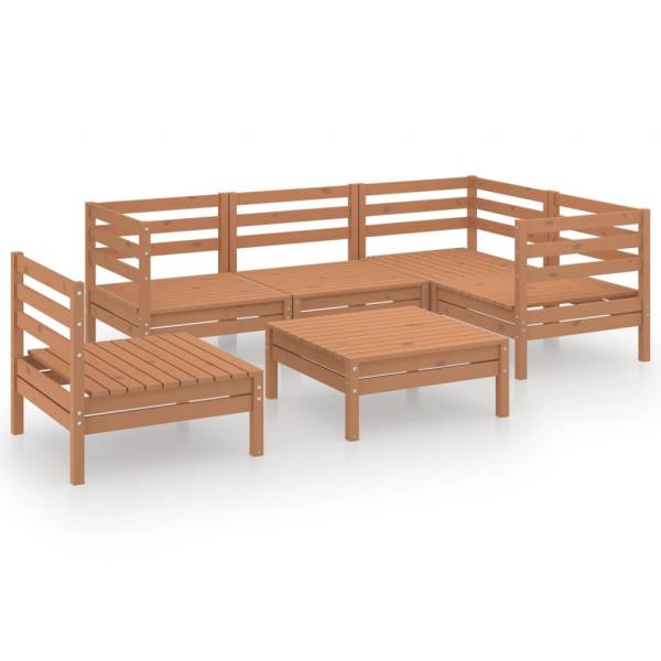 6-tlg. Garten-Lounge-Set Massivholz Kiefer Honigbraun