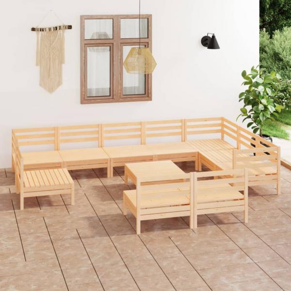 ARDEBO.de - 11-tlg. Garten-Lounge-Set Massivholz Kiefer