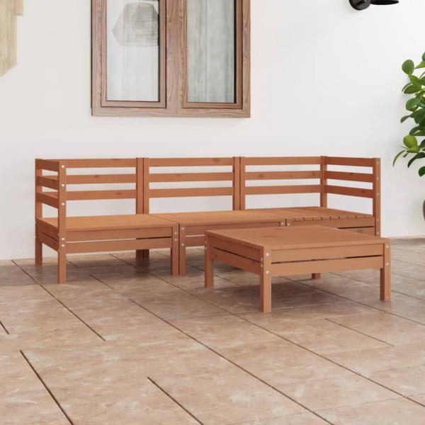 ARDEBO.de - 4-tlg. Garten-Lounge-Set Honigbraun Massivholz Kiefer