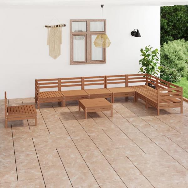 ARDEBO.de - 9-tlg. Garten-Lounge-Set Massivholz Kiefer Honigbraun