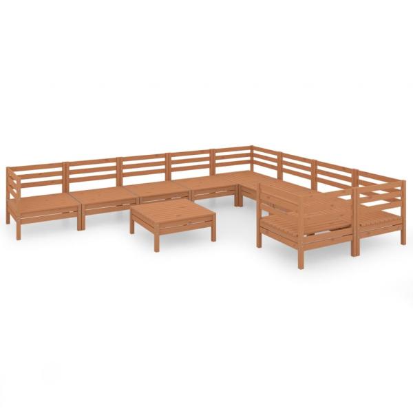 10-tlg. Garten-Lounge-Set Honigbraun Massivholz Kiefer