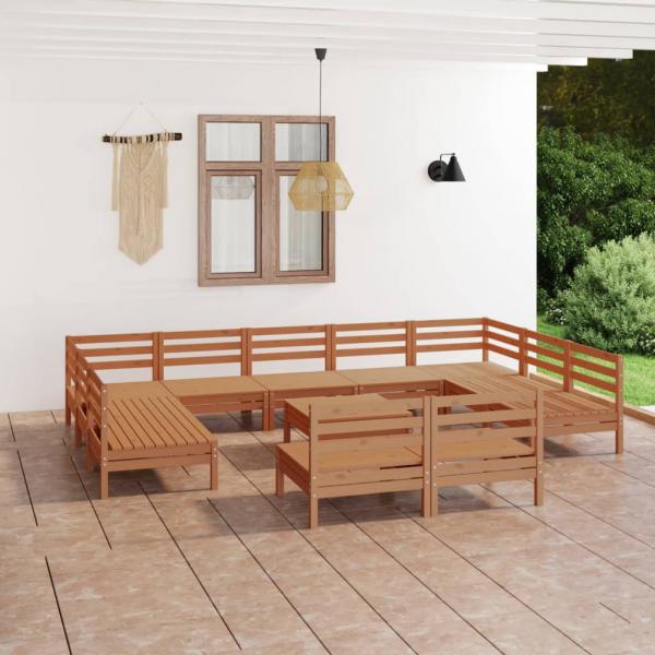 ARDEBO.de - 12-tlg. Garten-Lounge-Set Honigbraun Massivholz Kiefer