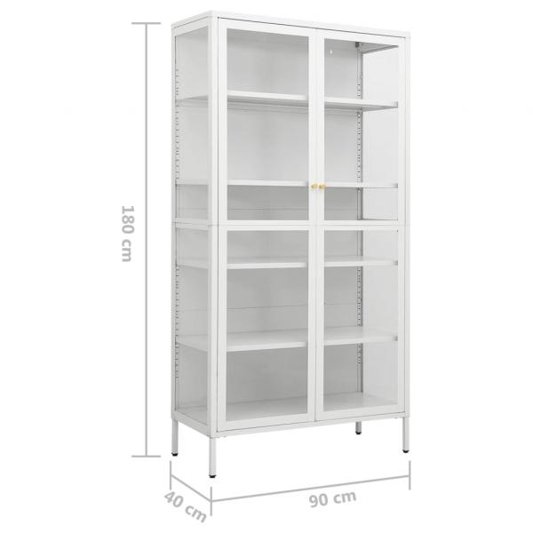 Vitrine Weiß 90x40x180 cm Stahl und Gehärtetes Glas  