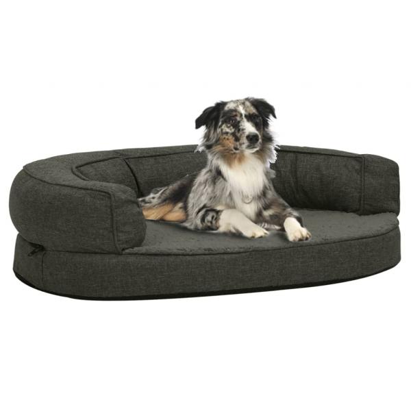 ARDEBO.de - Hundematratze Ergonomisch 75x53cm Leinenoptik Fleece Dunkelgrau