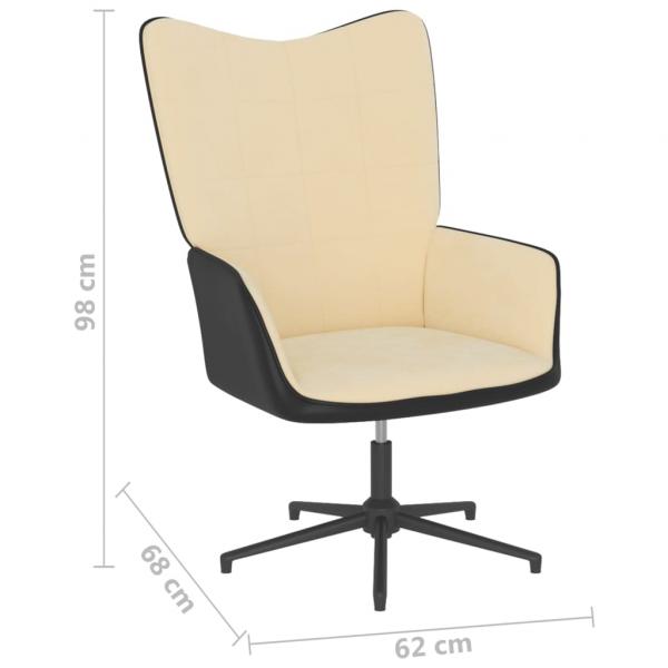 Relaxsessel mit Hocker Cremeweiß Samt und PVC