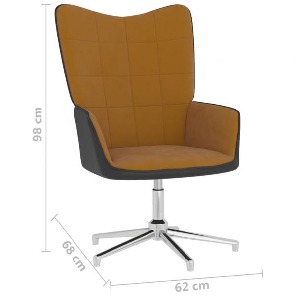 Relaxsessel mit Hocker Braun Samt und PVC