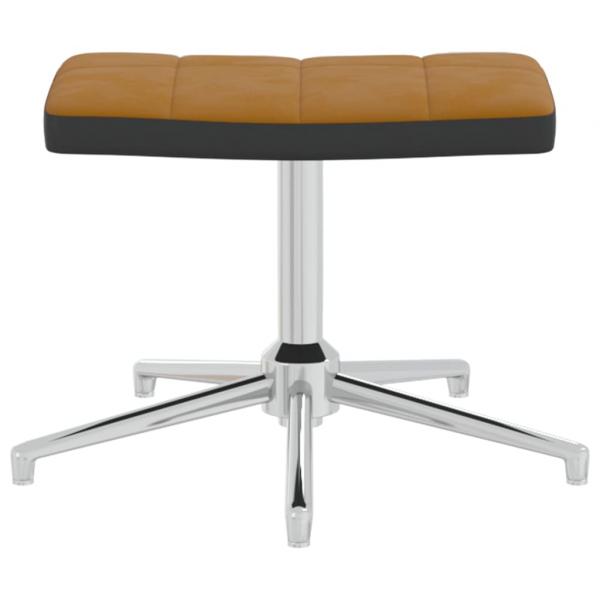 Relaxsessel mit Hocker Braun Samt und PVC