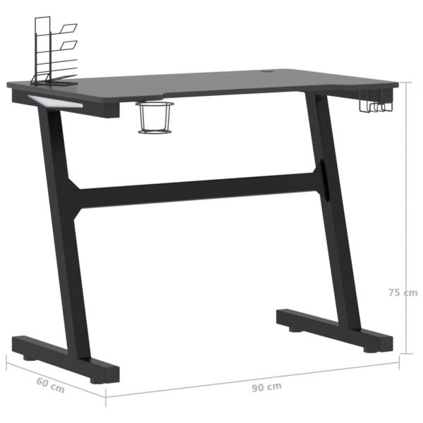 Gaming-Schreibtisch mit LED und Z-Gestell Schwarz 90x60x75 cm