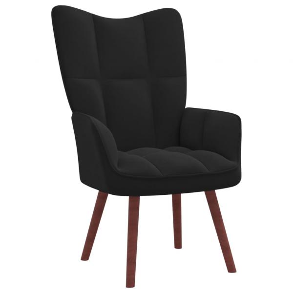 Relaxsessel mit Hocker Schwarz Samt