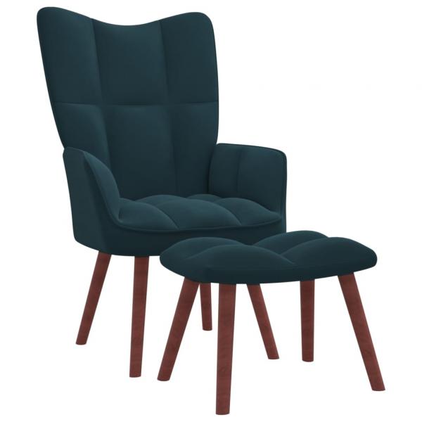 ARDEBO.de - Relaxsessel mit Hocker Blau Samt